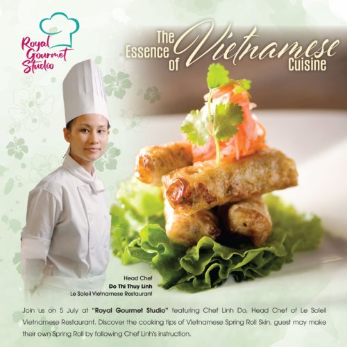 Vietnamese Spring Roll & Seafood Sour Soup with Coconut Cooking Class with Le Soleil lunch menu for One Persons